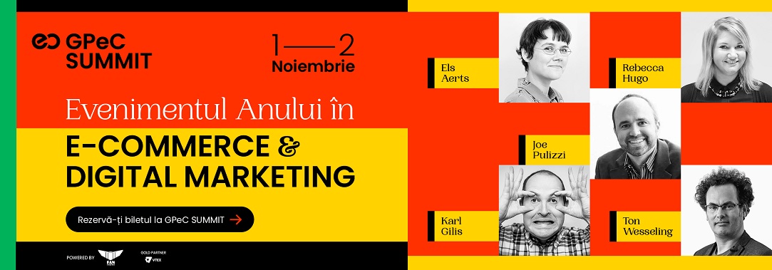 GPeC SUMMIT 1-2 Noiembrie: 2 zile de eveniment 100% online, 30+ speakeri internaționali și români, 40+ ore de maraton E-Commerce și Digital Marketing cu cei mai buni specialiști