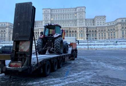 Protest fermieri și transportatori: Un singur tractor venit până acum în Piața Constituției
