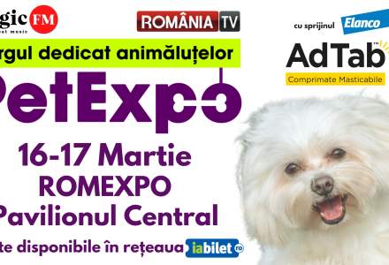 PetExpo, cel mai important târg dedicat animalelor de companie, are loc pe 16 și 17 Martie la ROMEXPO în Pavilionul Central