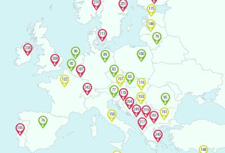 Harta tarifelor de rent-a-car in Europa. Bucurestiul, pe locul 8 cu cel mai mic pret la inchirieri de masini