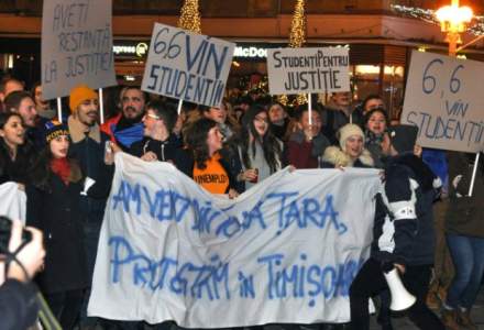 Sute de studenti au protestat la Timisoara pentru apararea independentei Justitiei