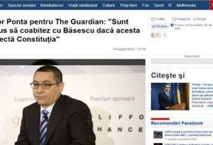 Victor Ponta pentru The Guardian: "Sunt dispus sa coabitez cu Basescu daca acesta respecta Constitutia"