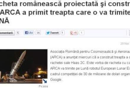 Racheta romaneasca proiectata si construita de ARCA a primit treapta care o va trimite PE LUNA