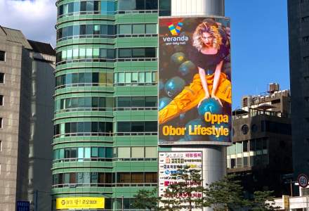 INEDIT: Cartierul Obor este promovat pe un ecran urias din Gangnam, Coreea de Sud