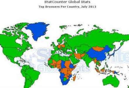 Harta celor mai populare browsere in lume: 46% dintre internautii romani folosesc Google Chrome