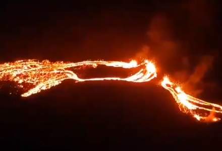 Imagini spectaculoase cu erupția unui vulcan de lângă capitala Islandei