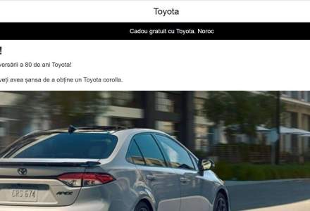 CERT-RO: Un nou atac de tip scam - concurs pentru a câștiga o mașină Toyota