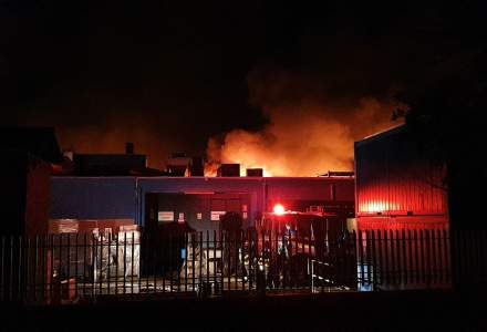 VIDEO | Incendiu puternic în Timiș, la o fabrică de frigidere