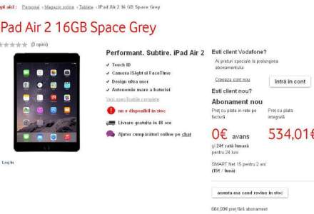 [UPDATE - 14:30]In teorie, Vodafone aduce iPad Air 2 si iPad mini 3 in Romania. In practica, nu mai este pe stoc