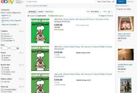 Numarul din 14 ianuarie al Charlie Hebdo se vinde cu SUTE de euro pe eBay