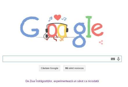 Google a pregatit cateva logo-uri de Valentine's Day, pe tema "un sarut ca niciodata"