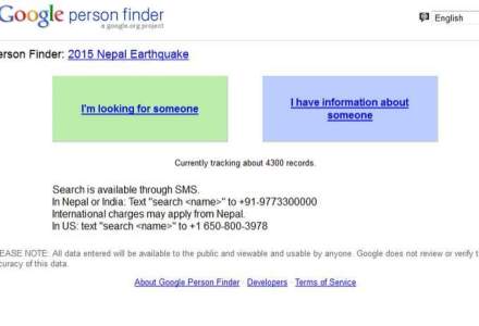 Cutremur Nepal. Solutia online Google pentru a gasi oamenii pierduti