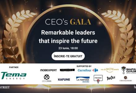 Wall-street.ro CEO’s Gala: Fii alături de noi pentru a-i cunoaște pe cei 10 lideri din mediul de business premiați în cadrul evenimentului