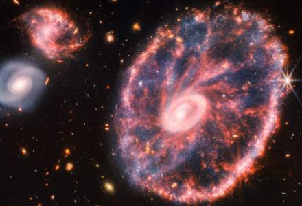 Telescopul James Webb dezvăluie o imagine spectaculoasă a galaxiei Cartwheel