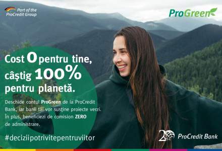 La 20 de ani de activitate, ProCredit Bank lansează ProGreen Aniversar, contul verde dedicat persoanelor fizice care vor să contribuie la un mediu sustenabil