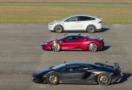 VIDEO - Ferrari SF90 Stradale și Lamborghini Aventador s-au chinuit să se țină după SUV-ul lui Elon Musk