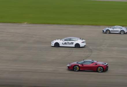 VIDEO | Tesla Model S Plaid spulberă un Ferrari SF90 și Porsche 911 Turbo S într-o cursă