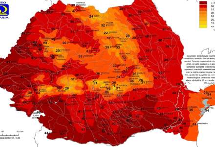 HARTĂ | Cele mai fierbinți orașe din România la început de săptămână: 46° la Herculane