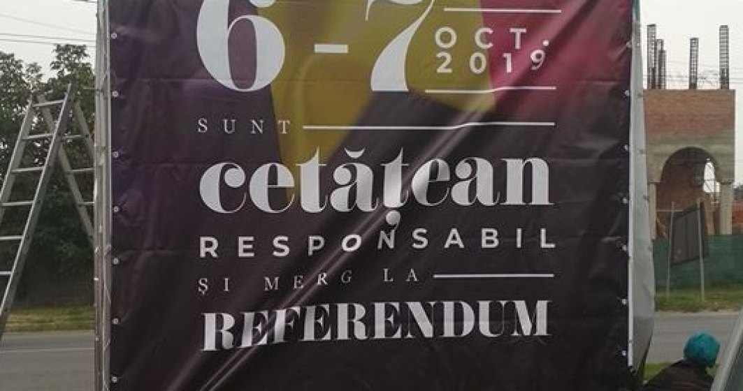 Un panou din Timisoara anunta referendumul pentru redefinirea familiei in 2019