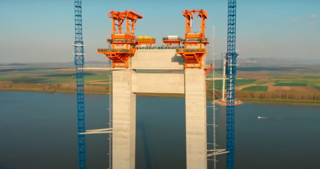 VIDEO: Cum evoluează construcția podului de peste Dunăre