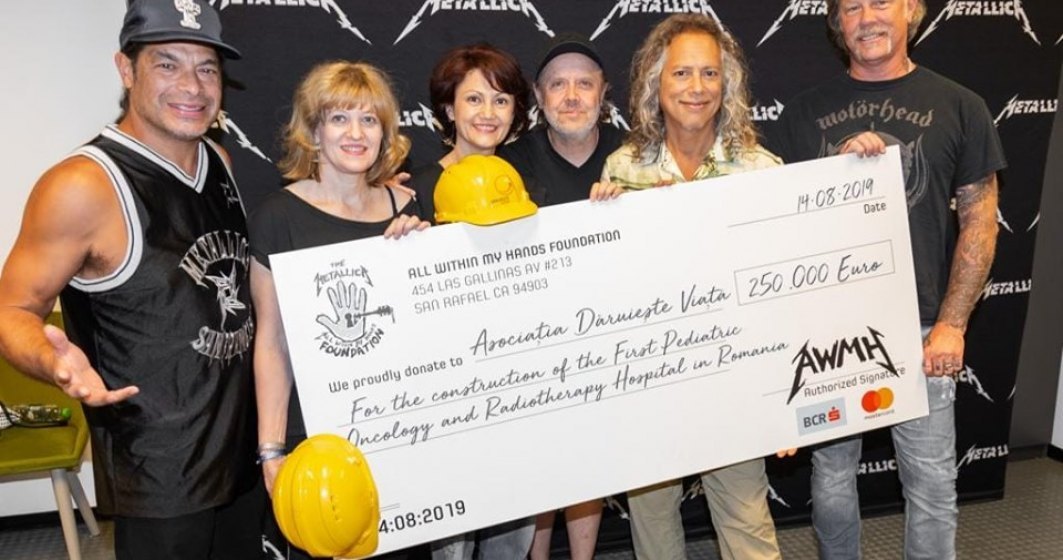 Povestea donatiei de 250.000 de euro a trupei Metallica pentru primul spital pediatric de oncologie, construit de ONG-ul "Daruieste viata"