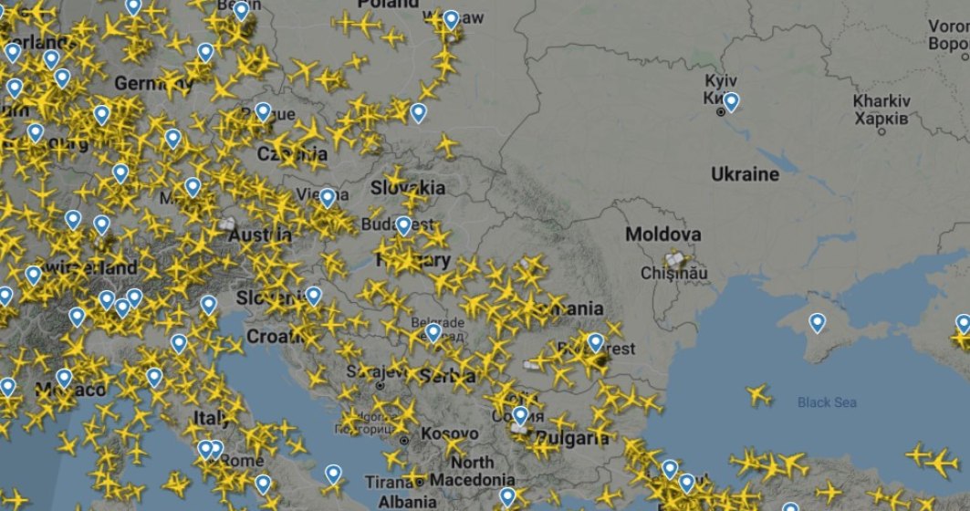 România preia dirijarea a peste 300 de avioane - cerul Ucrainei, eliberat de zboruri comerciale