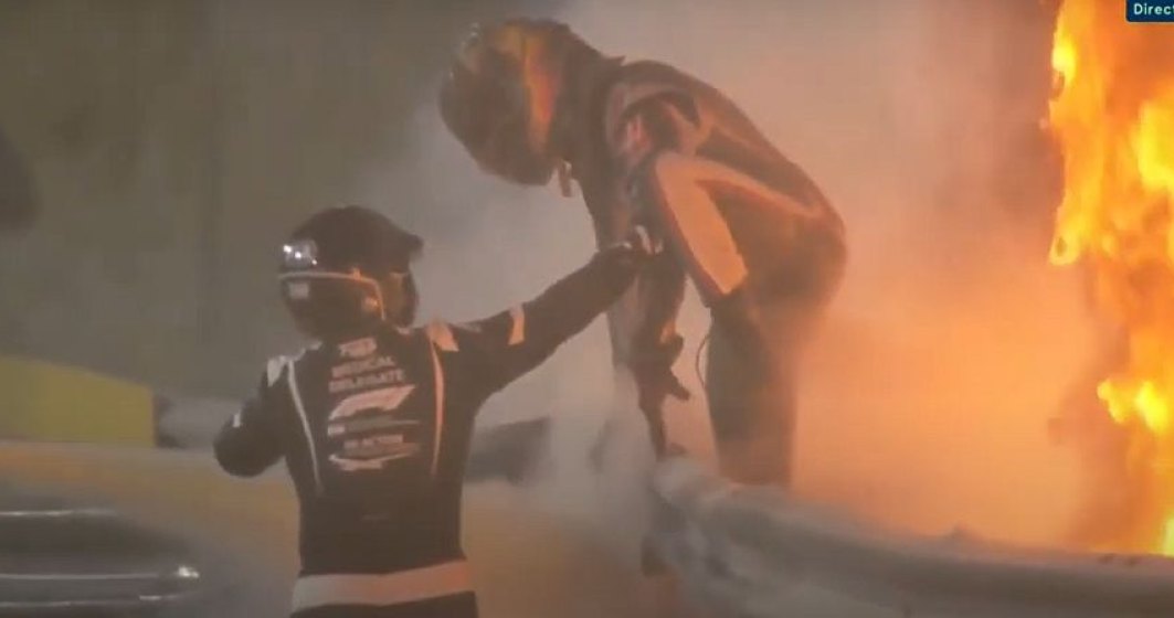 VIDEO Incident teribil în Formula 1: o mașină a luat foc chiar în startul cursei