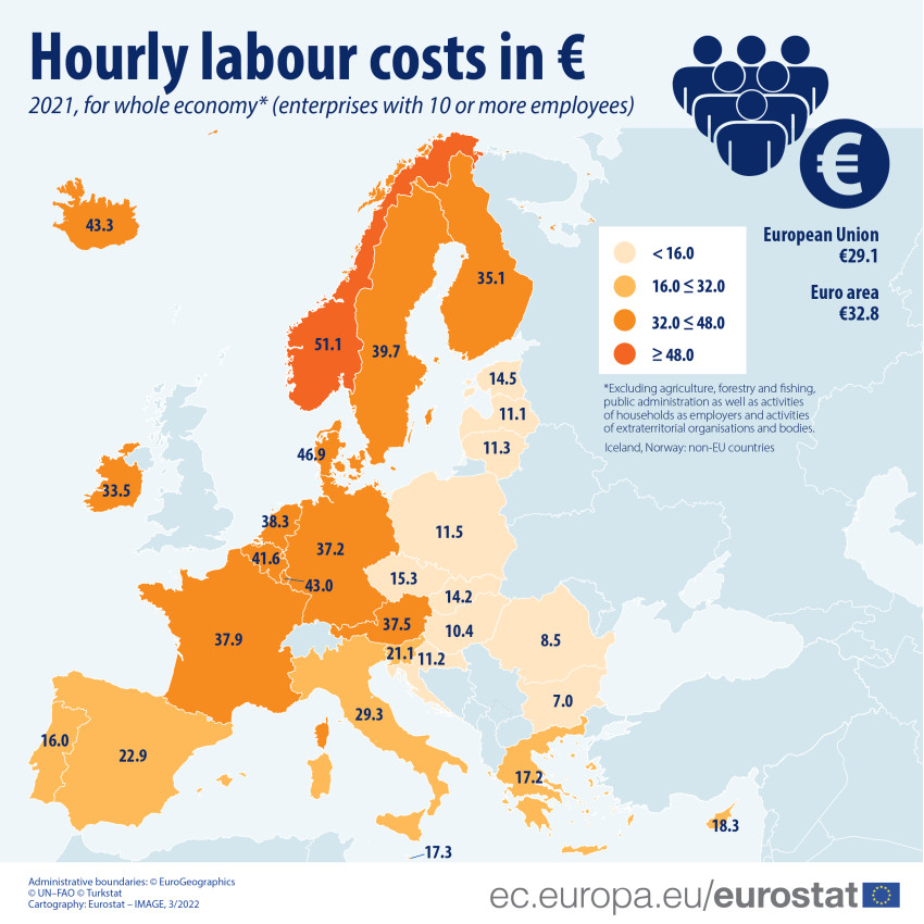 Harta costuri oră de muncă