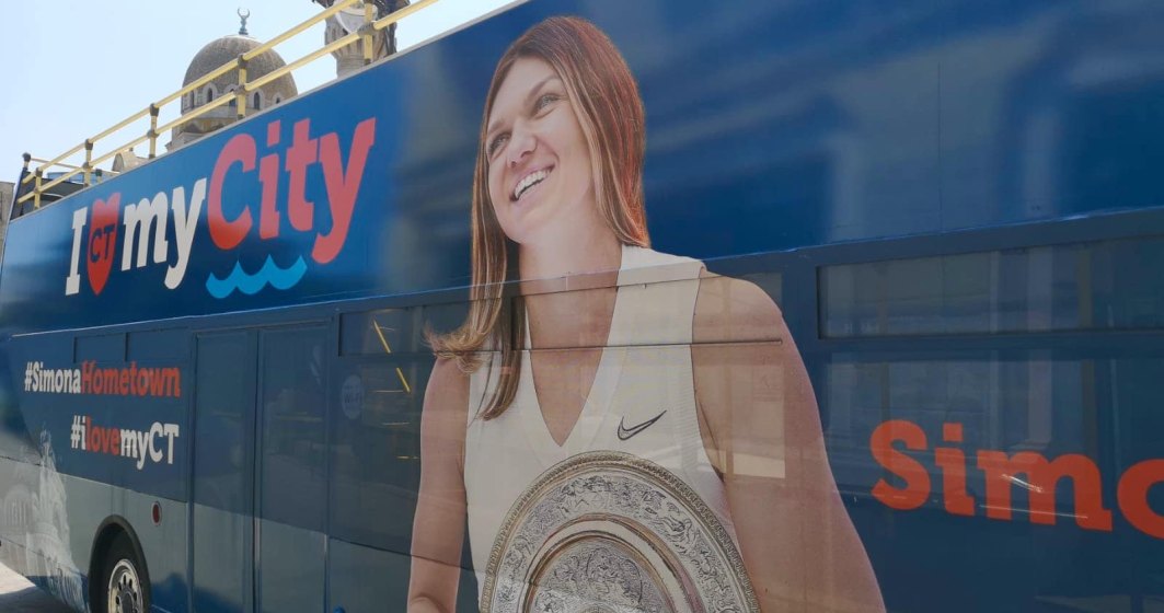Simona Halep prezinta azi trofeul de la Wimbledon la Constanta, intr-un autobuz etajat