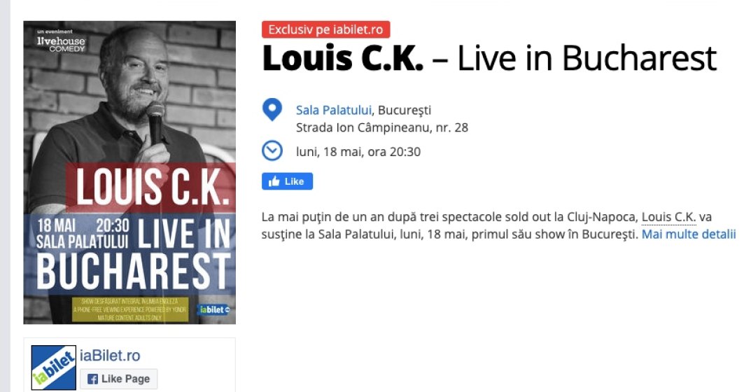 Comediantul Louis C.K. vine la Bucuresti in luna mai