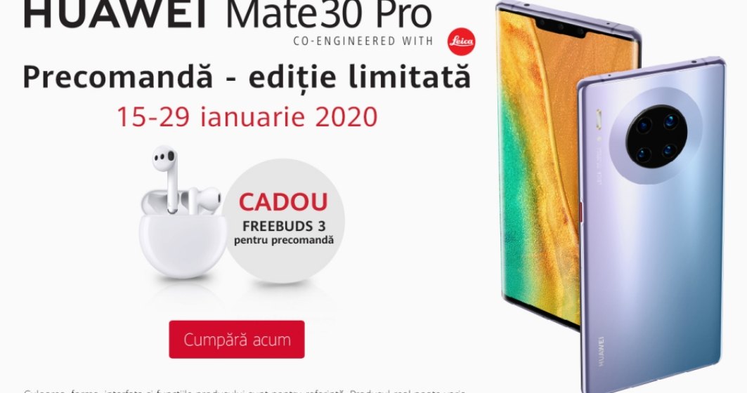 Huawei anunta o campanie exclusiva de precomanda pentru HUAWEI Mate 30 Pro