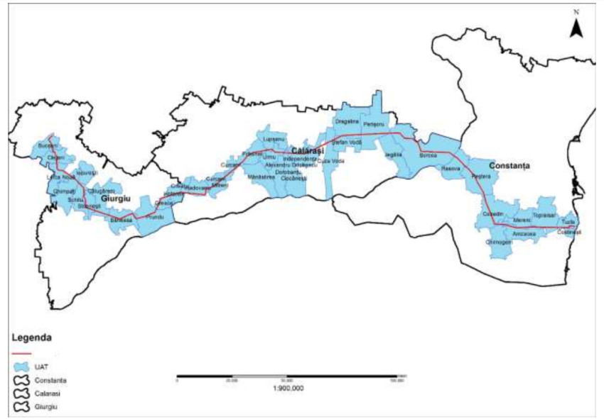 Traseul gazoductului Tuzla-Podișor