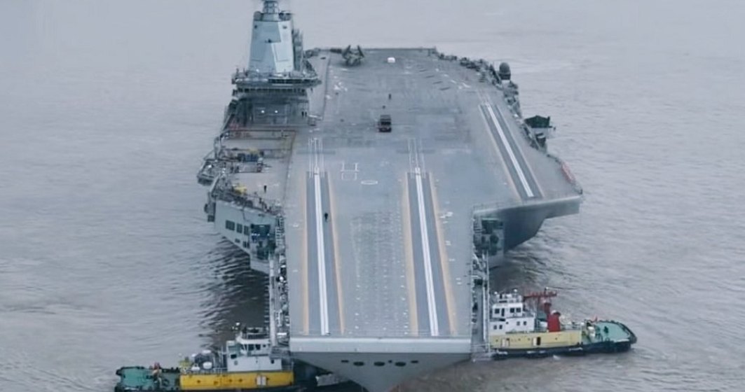 Cum arată Fujian, cel mai nou portavion chinez. Deși nu are propulsie nucleară, este singurul cu catapulte electromagnetice în afară de cele americane