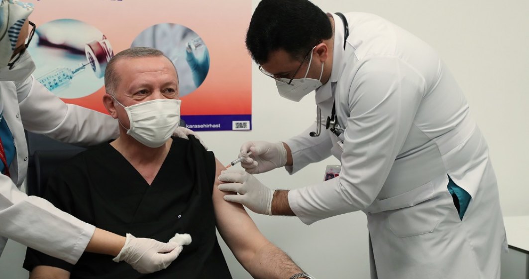 Erdogan, președintele Turciei, s-a vaccinat în direct cu vaccinul chinezesc