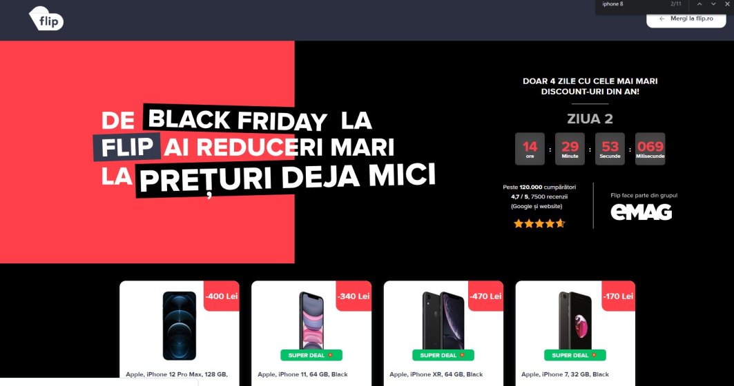 Black Friday la Flip.ro: ce prețuri sunt la modelele de la iPhone și Samsung