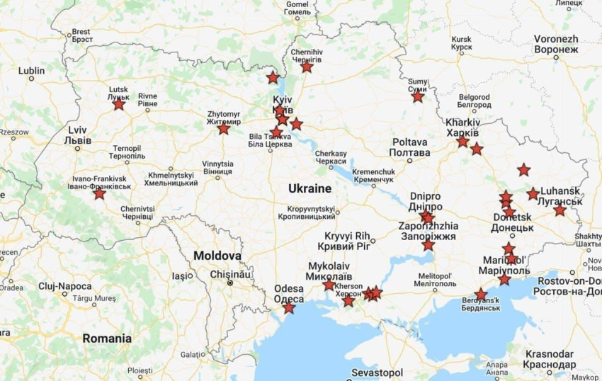 Harta atacuri cu rachetă Ucraina