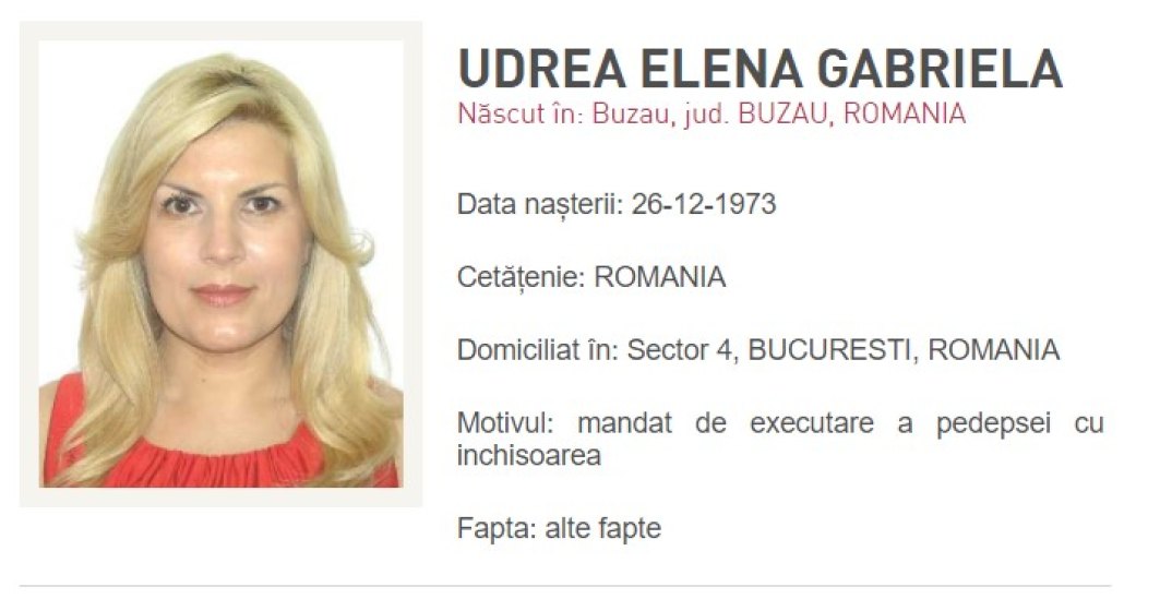 Elena Udrea, dată în urmărire generală de Poliția Română, după ce ar fi fugit din țară