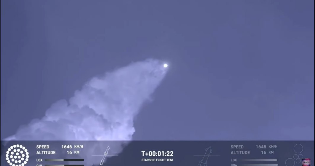 VIDEO: SpaceX a lansat din nou uriașa rachetă Starship. Eșec la încercarea de revenire în atmosferă