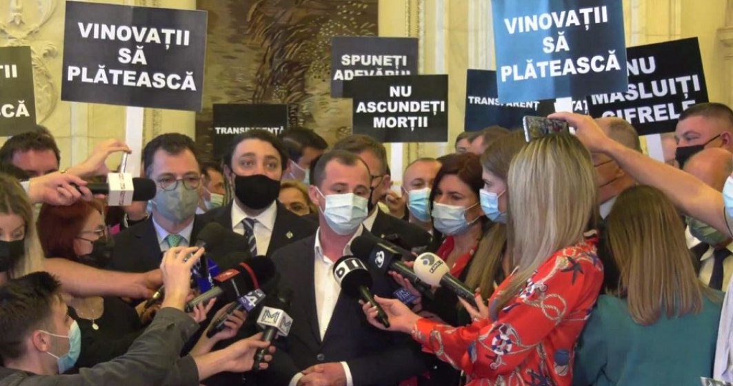 Protest în Parlament: PSD cere guvernului sa nu măsluiască cifrele din pandemie