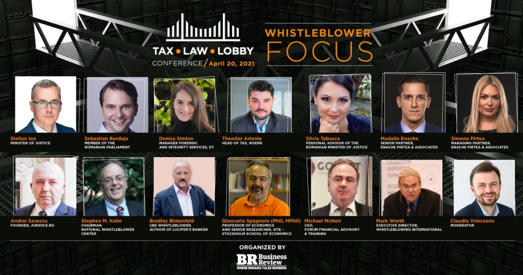 (P) Business Review organizează conferința Tax, Law & Lobby: Whistleblower Focus. Cum poate România să devină un model pentru adoptarea Directivei UE privind protecția avertizorilor de integritate?