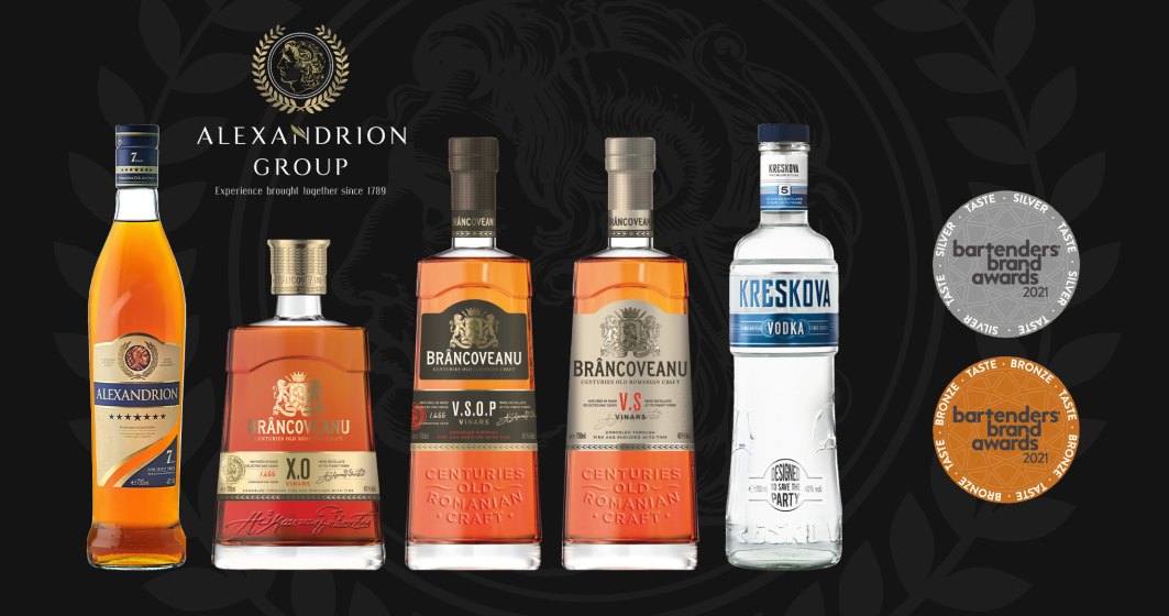 (P) Brâncoveanu Vinars, Alexandrion şi Kreskova Vodka au cucerit medalii pentru calitatea gustului la Bartenders’ Brand Awards 2021