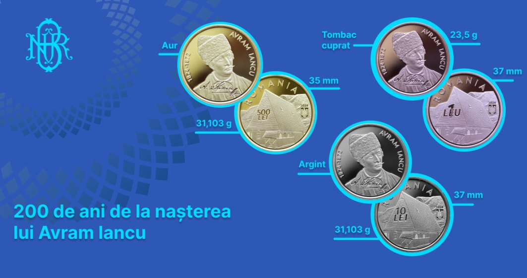BNR lansează monede de colecție cu ocazia aniversării a 200 de ani de la nașterea lui Avram Iancu