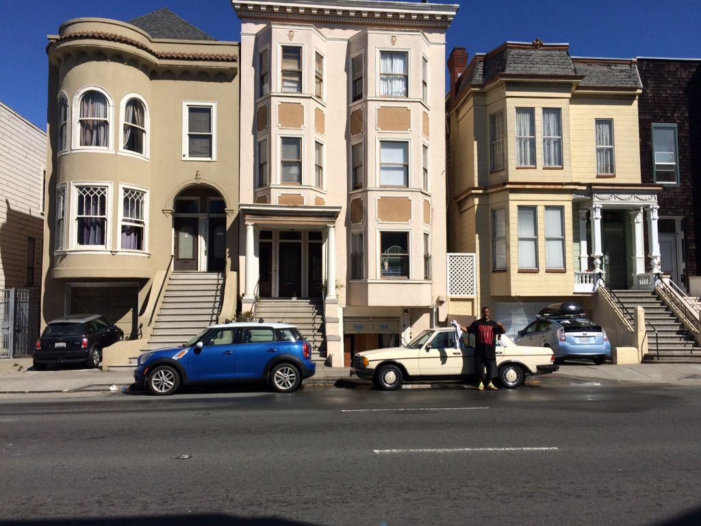 San Francisco, vazut din taxi: Cersetori si mizerie, contrast cu case ingrijite si 