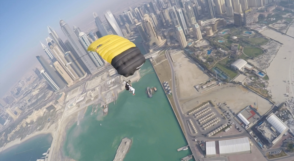 Cădere liberă peste Dubai la aproape 200 km/h