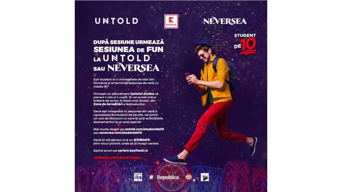 CAMPANIA “STUDENT DE 10” RECOMPENSEAZĂ STUDENȚII CU REZULTATE EXCEPTIONALE CU ABONAMENTE LA CELE MAI TARI FESTIVALURI DIN LUME