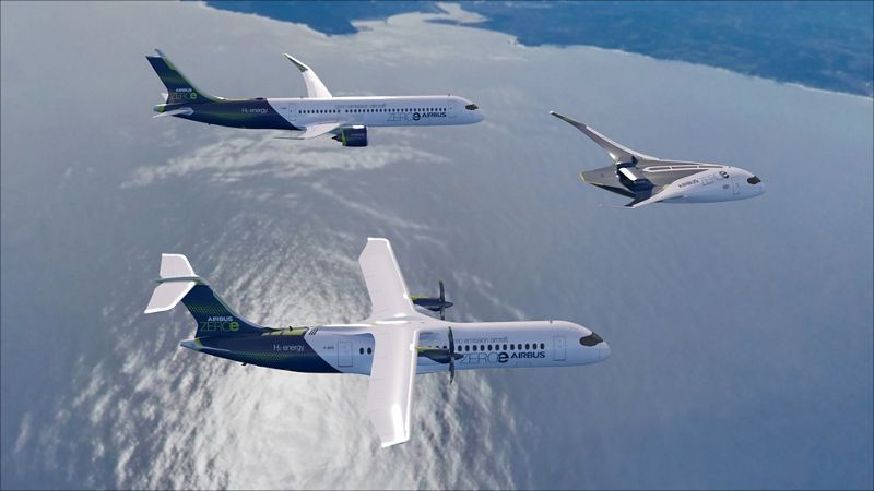 Airbus a dezvăluit trei concepte de aeronave comerciale cu emisii zero