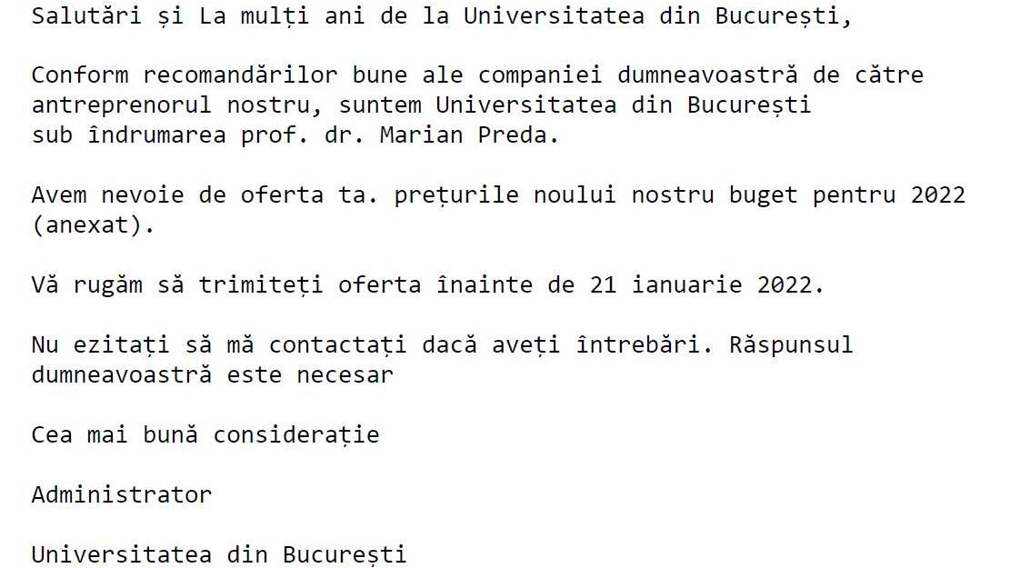 Atenție la emailurile primite din partea Universității București