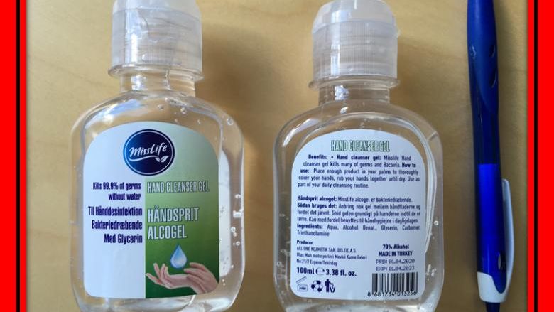 ANPC: Gel de mâini periculos, toxic pentru sistemul nervos central și pentru ochi, în comerț