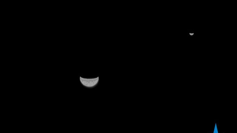 Prima fotografie cu Pământul şi Luna văzute din spațiu, trimisă de sonda chineză lansată spre Marte