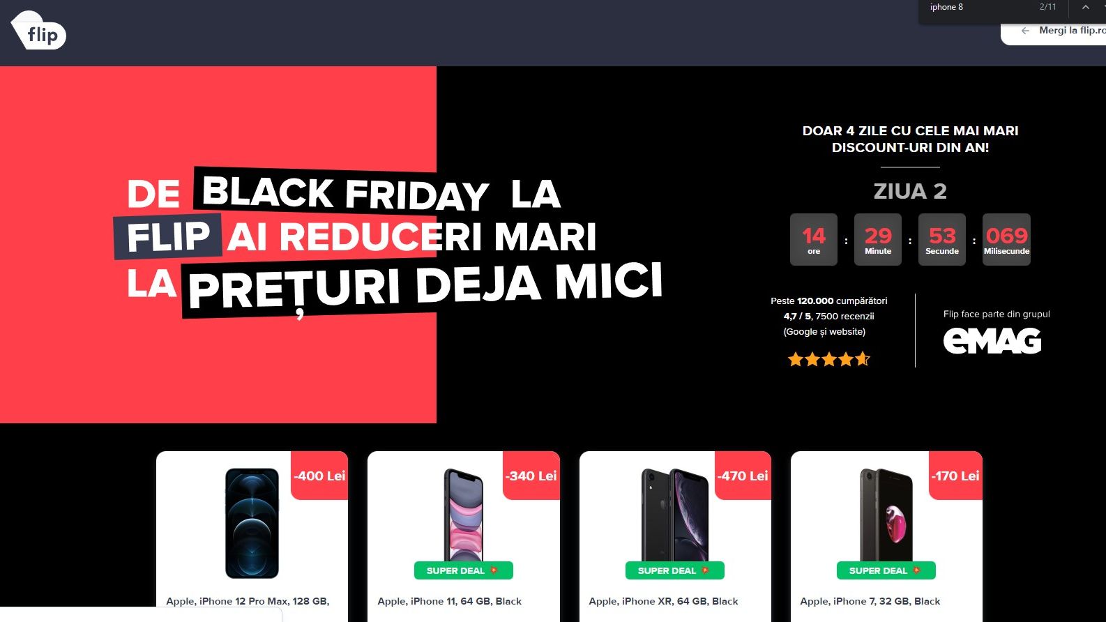 Black Friday la Flip.ro: ce prețuri sunt la modelele de la iPhone și Samsung
